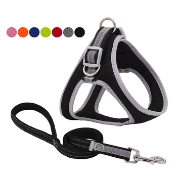 

Nylon Adjustable Pet Dog Harness Set No Pull Reflective Dog Leash Pet Vest Running Leash Strap Belt For Small And Medium Dogs