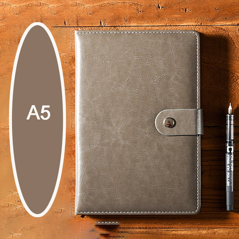 Серый Блокнот A5 B5 из искусственной кожи Bullet Journal годовой планировщик дня личные дневные файлы органайзер для канцелярских принадлежностей - Цвет: Серый