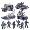 Modern Army Military Soldier City Police SWAT Tank Artillery Model Building Blocks Bricks Kids Toys Gift 1