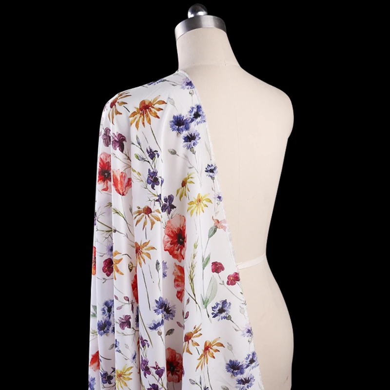 Новая весенне летняя ткань из крепдешина с цифровым принтом для женского платья