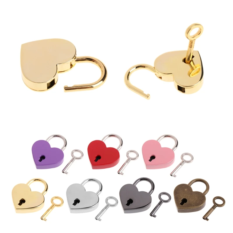 

Creative Heart Shape Vintage Old Antique Style Mini Archaize Padlocks Key Lock With key 7 Colors available