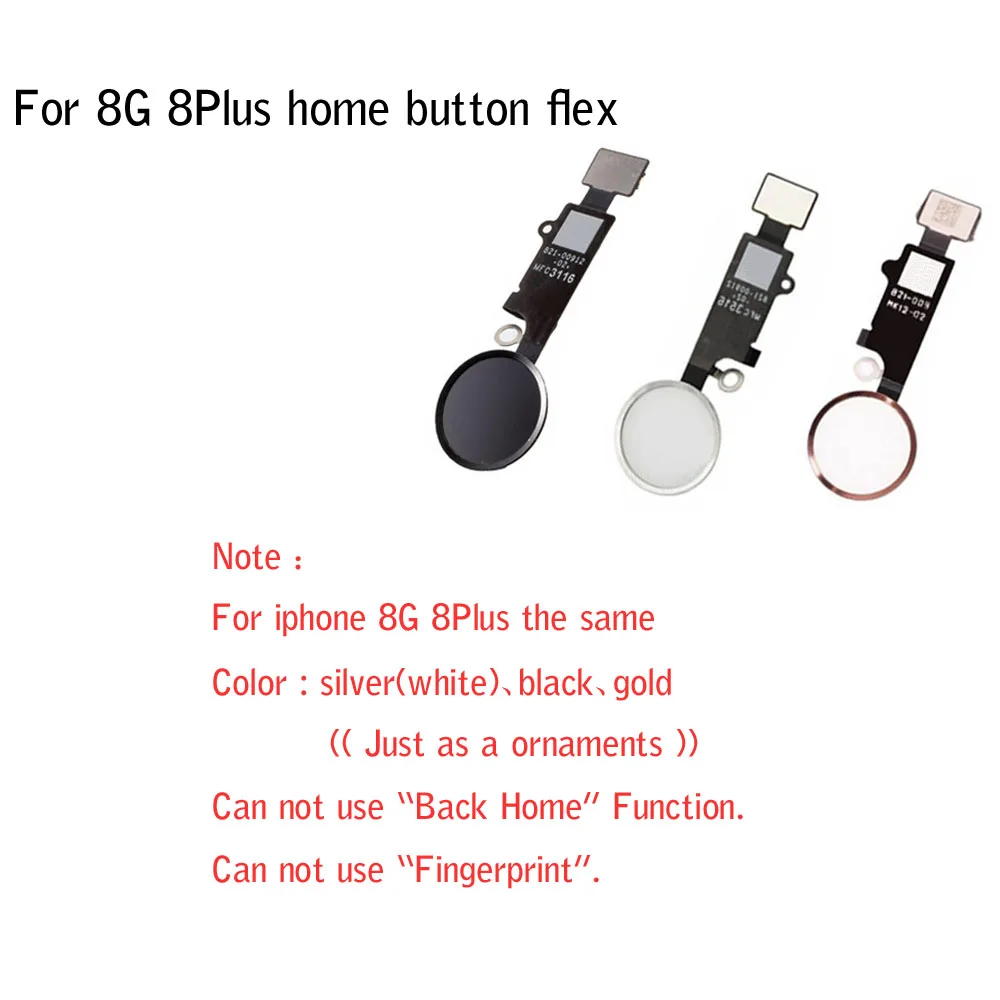 100 шт./лот кнопка Home с гибким кабелем для iPhone 5S 6g 6 6s plus 7g 7 8 8g Plus кнопка Home Flex сборка