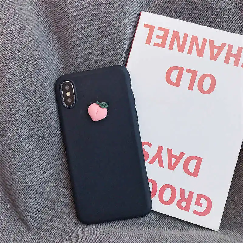 black peach Матовый 3D милый фруктовый силиконовый чехол для oneplus 7 pro 6t 6 5t 5 конфетных цветов Мягкий ТПУ Милый Забавный розовый Задняя крышка Капа funda coque - Цвет: black peach