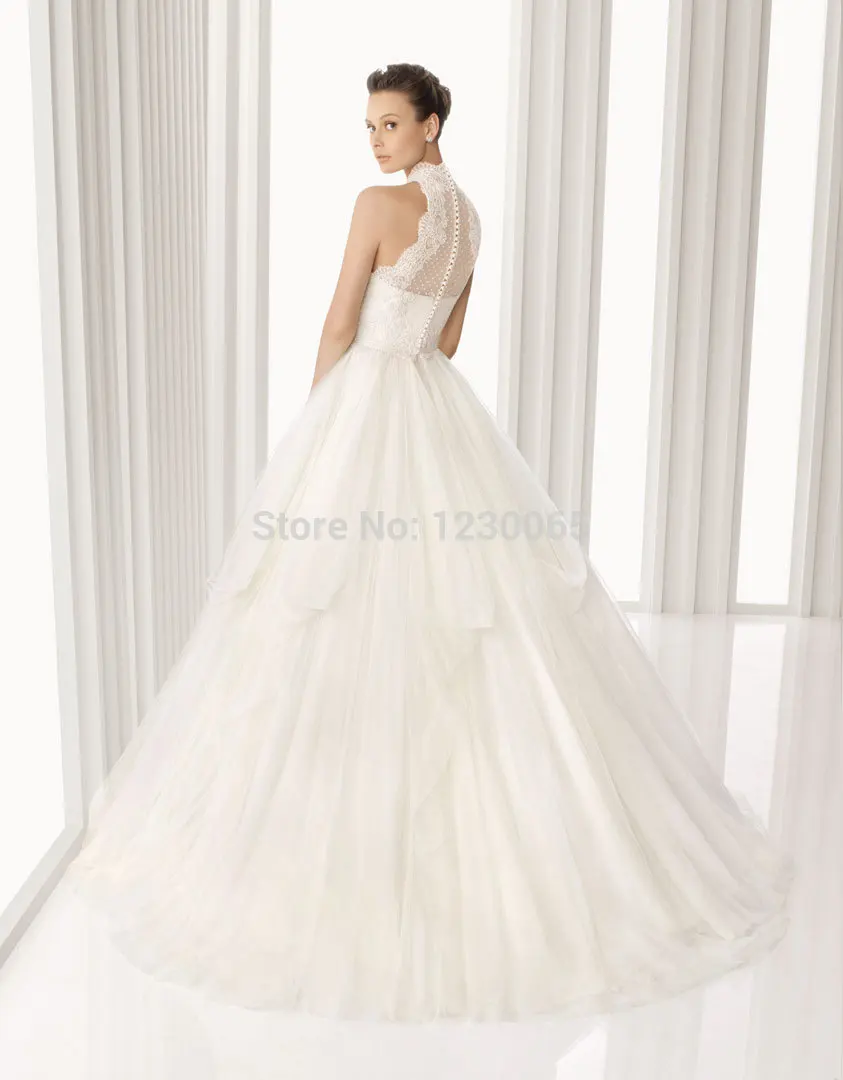 Романтическое с высоким воротом дизайн vestido de noiva Casamento сексуальное кружевное бальное свадебное платье платья для матери невесты