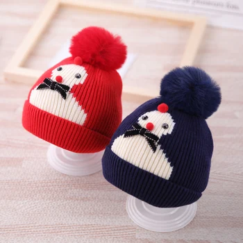 

WINTER Cartoon snowman Knitted Newborn Infant Baby Boy Girl Hats Cute Bowknot Christmas Deer Baby Cap Photography Props 8M-3Y