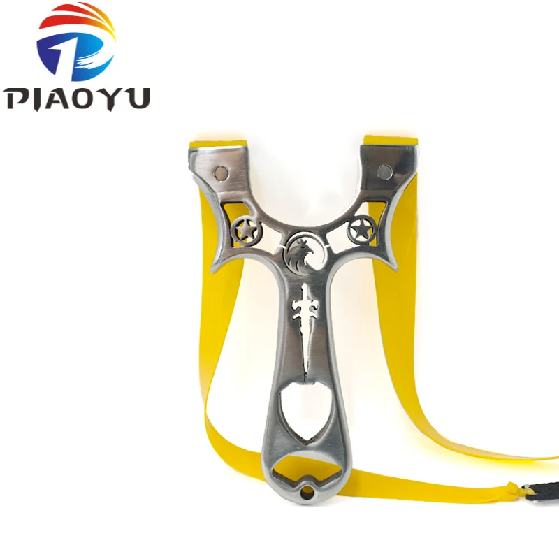 

New Stainless Steel Slingshot with Flat Rubber Band Screw Quick Installation Hollow Pattern Outdoor Professional Shooting