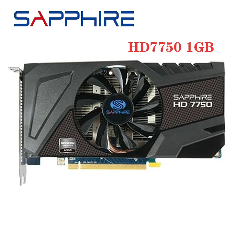 Used SAPPHIRE Radeon HD 7750 1GB Video Cards GPU For AMD HD7750 1GB GDDR5 Graphics Screen Cards Desktop Computer PC Gaming display card for pc