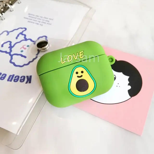 cute For airpods pro case Silicone Wireless Headphone Case Earphone For Airpods pro Case Cover accessories Protective Avocado