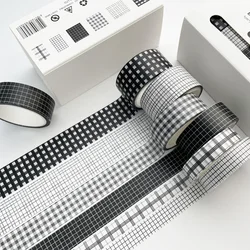 Ensemble de bande Washi à rayures colorées, 6 rouleaux/boîte, autocollant de scellage de 5m, Style Simple, papeterie décorative, boîte cadeau pour étudiant 