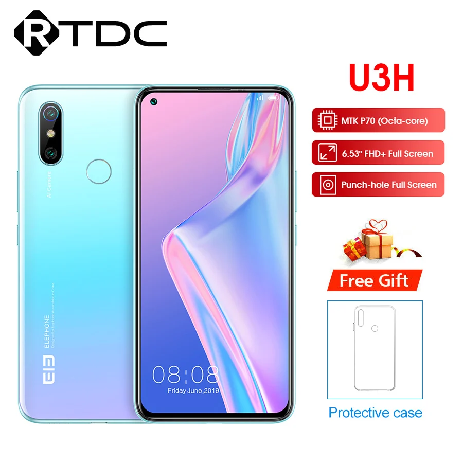 ElEPHONE Bluetooth U3H Android 10 6 53 &quotFHD + 6GB128GB 48MP Восьмиядерный камера 24MP Selfie Helio P70 3500mAh