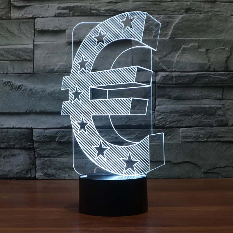 

FS-3029 Cross Border Coin Euro Modeling Touch Control Lamp LED 3D Night Lamp Creative Gift