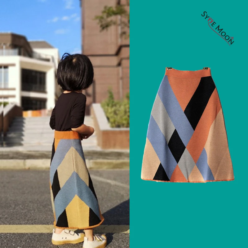 Новинка 2019 брендовые Детские юбки от бренда Wolf Ri на осень и зиму вязаные для