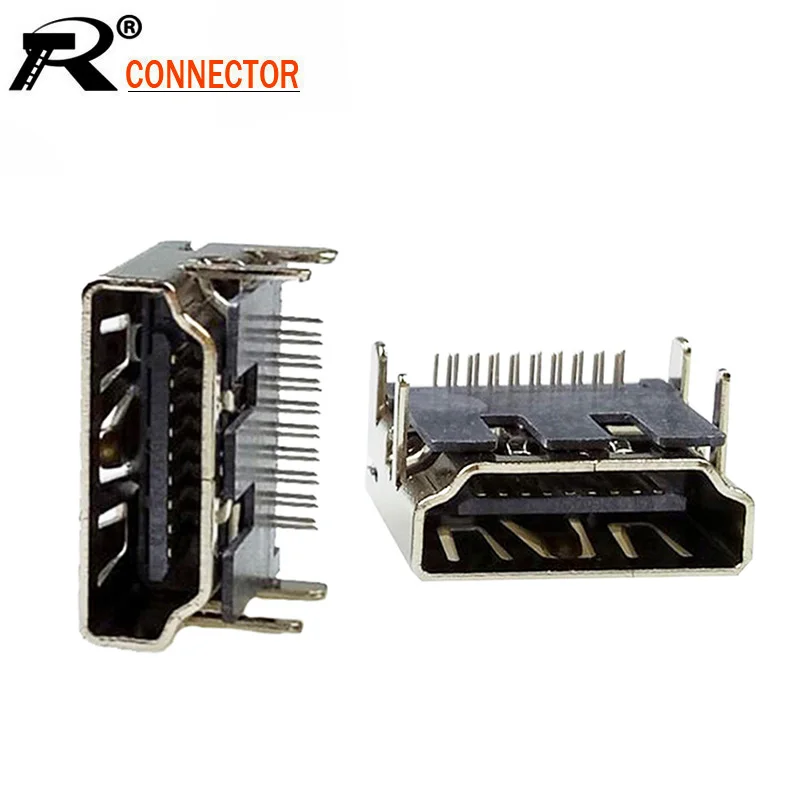 10 шт./лот HDMI 19Pin/F 90 печатной платы разъем HDMI Женский прямоугольный адаптер 19 Pin 1,8 мм длина HDMI сплиттер/переключатель