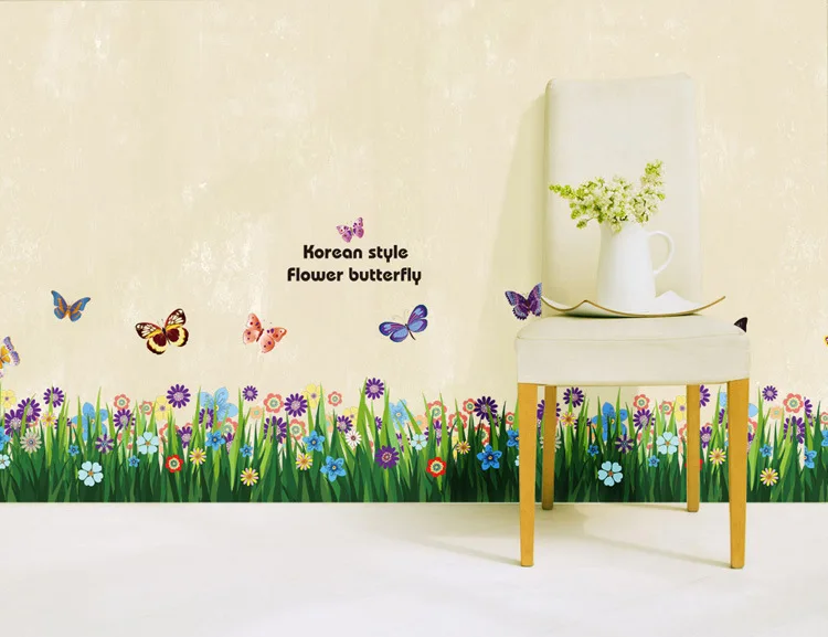 ZY701 Grass Splendor наклейки для тела Skirting маленькие "гостиная спальня наклейки на стену водонепроницаемых съёмных