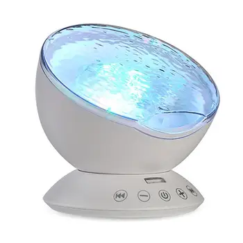 

7 Colorful Light Sea Wave Night Lights Lamp Music Player Bedroom ocean Projector Lamp Atmosphere Light For home Kids Gift