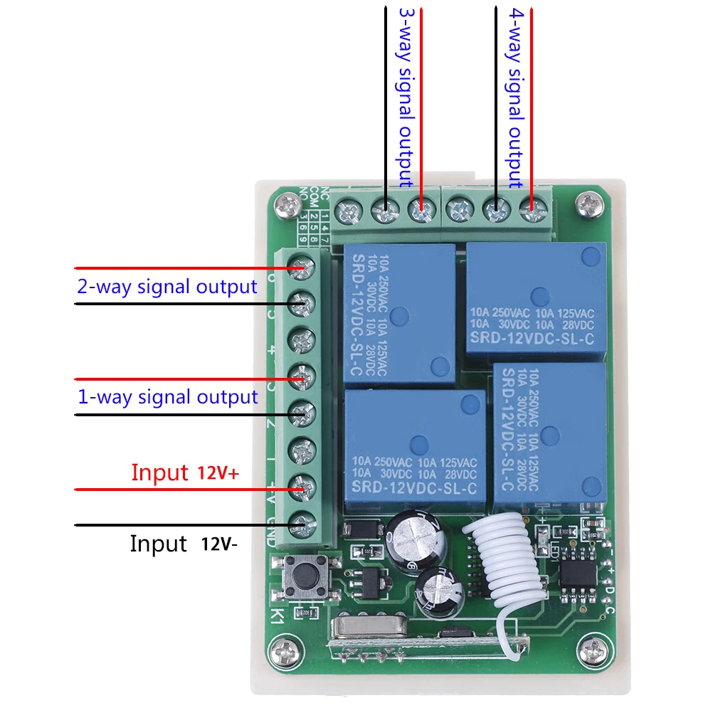 DC 12v 10a 433mhz 4ch беспроводное реле Rf пульт дистанционного управления приемник |