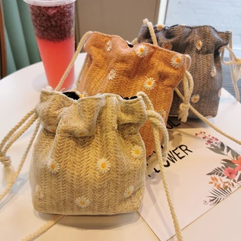 

Sannian Women Drawstring Bags Summer 2020 Fashion New Korean Version Small Daisy Slant Span Bag Women Fashion Mesh Bag