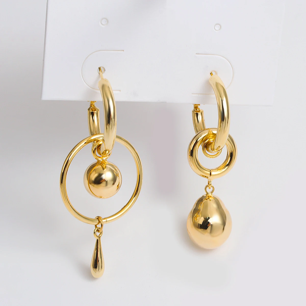 Metallic Asymmetry Gold Color Circle Ball Drop Dangle Earrings Bouquet for Women Fashion Jewelry Holiday Pendientes AENSOA dangle earrings drop earrings pendant earrings long earrings