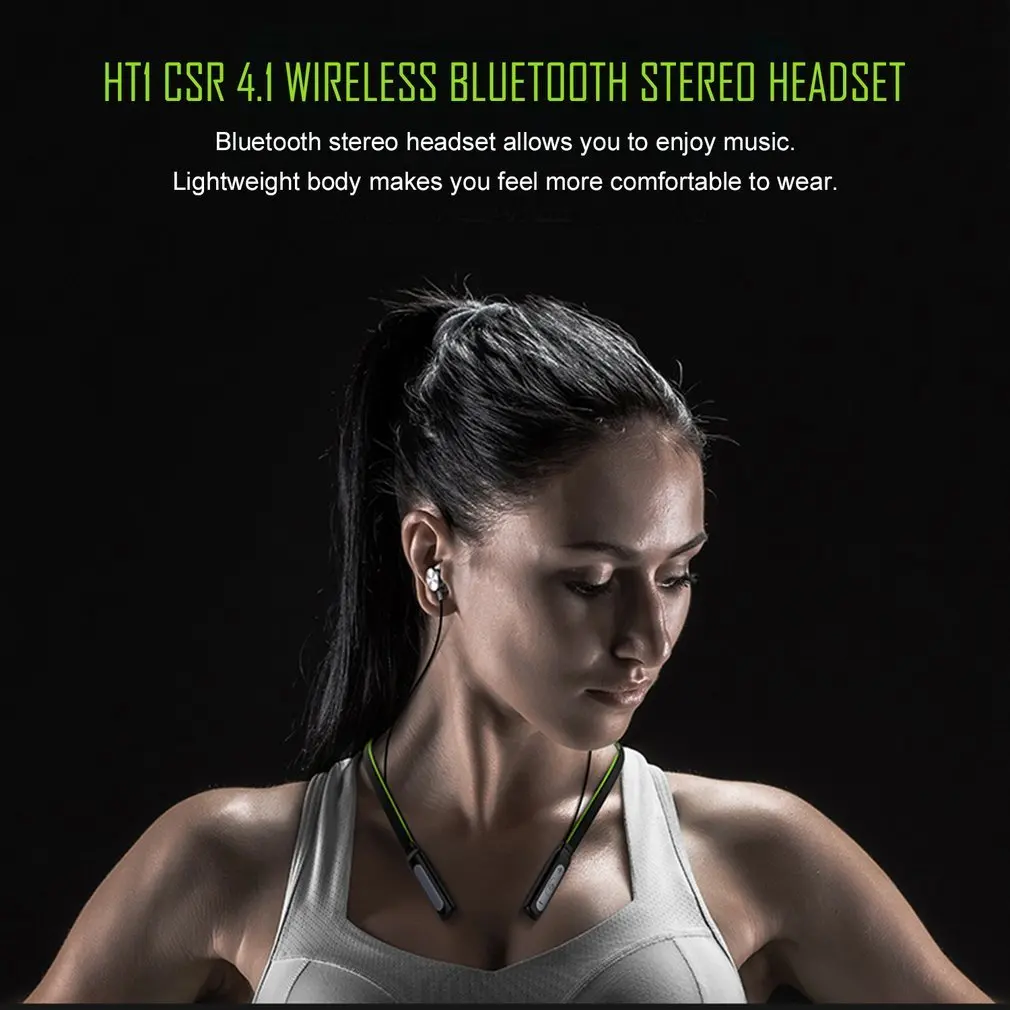 HT1 Bluetooth CSR 4,1 наушники с шейным ремешком, беспроводная Магнитная наружная стереогарнитура с микрофоном, спортивные наушники
