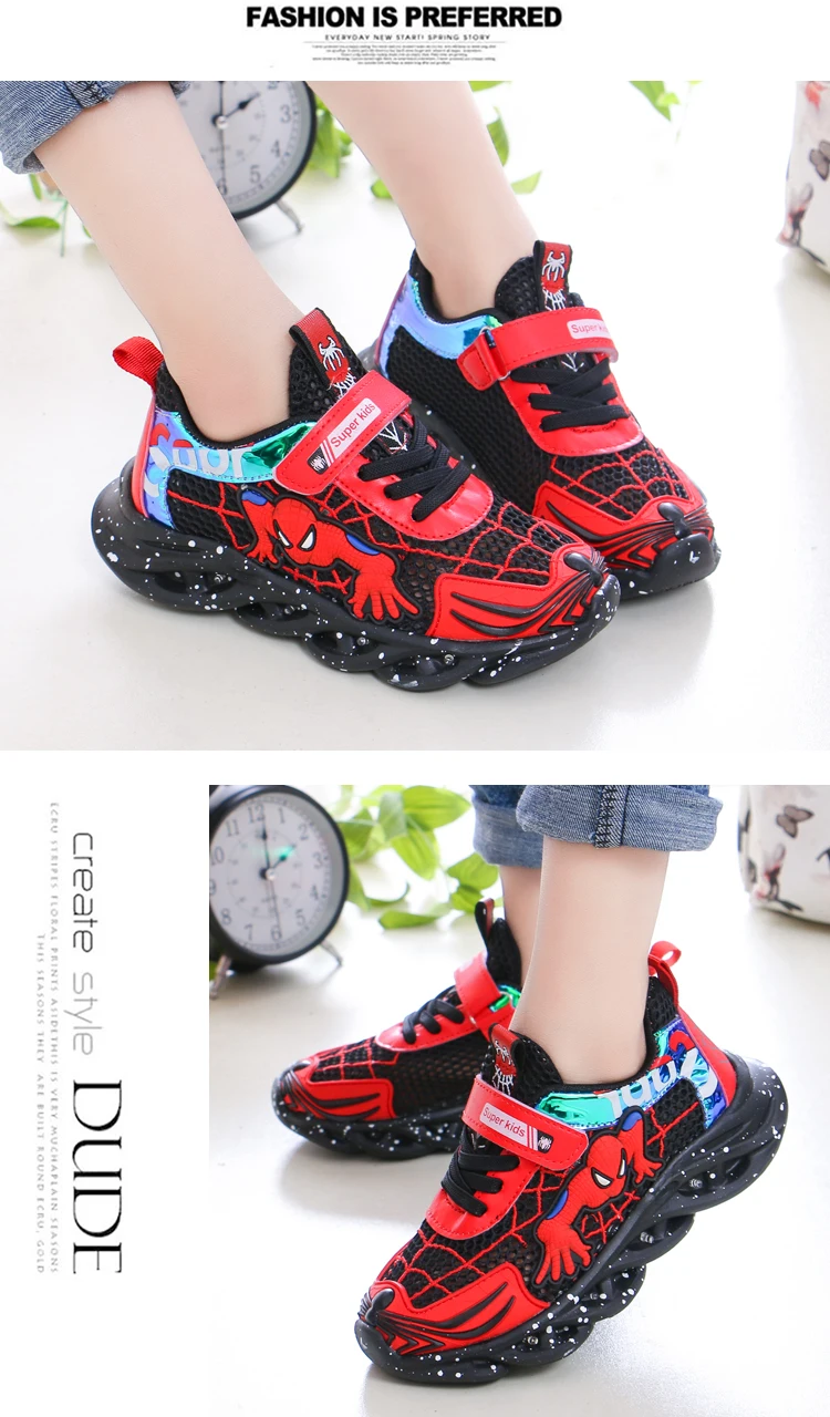 bata children's sandals YISHEN Led Luminous Kids Shoes for Boys Girls Light Children Luminous Baby Sneakers Mesh Sports Boy Girl Cartoon Led Light Shoes girls shoes