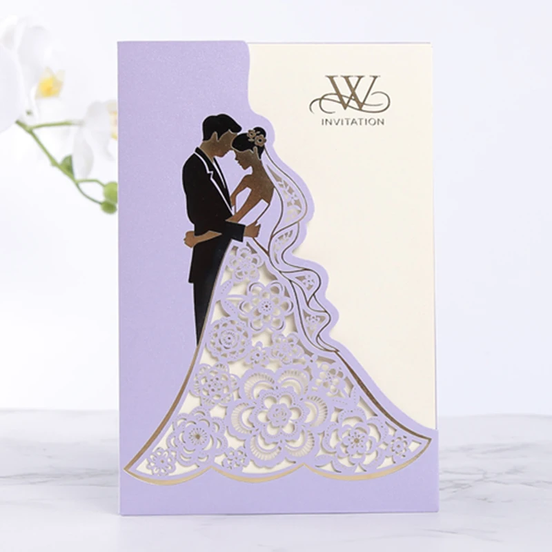Laser Cut Invitations Cards Luxury Diamond Design  for Wedding Bridal Shower 