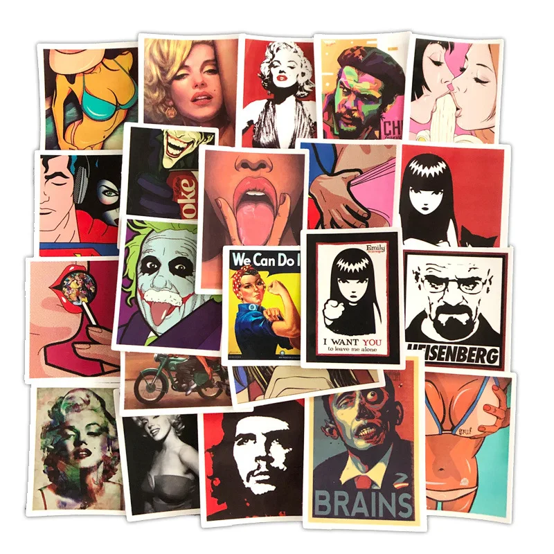 50Pcs/Lot Sexy Beauty Girls Graffiti Stickers for Laptop Car Pad Skateboard Phone Bicycle Decal Toy Suitcase Stickers