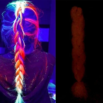

Kanekalon Jumbo Braid Hair Glowing Crochet Braids Hairstyles Synthetic Braiding Hair Extensions Fluorescence Fake Braid Queendom