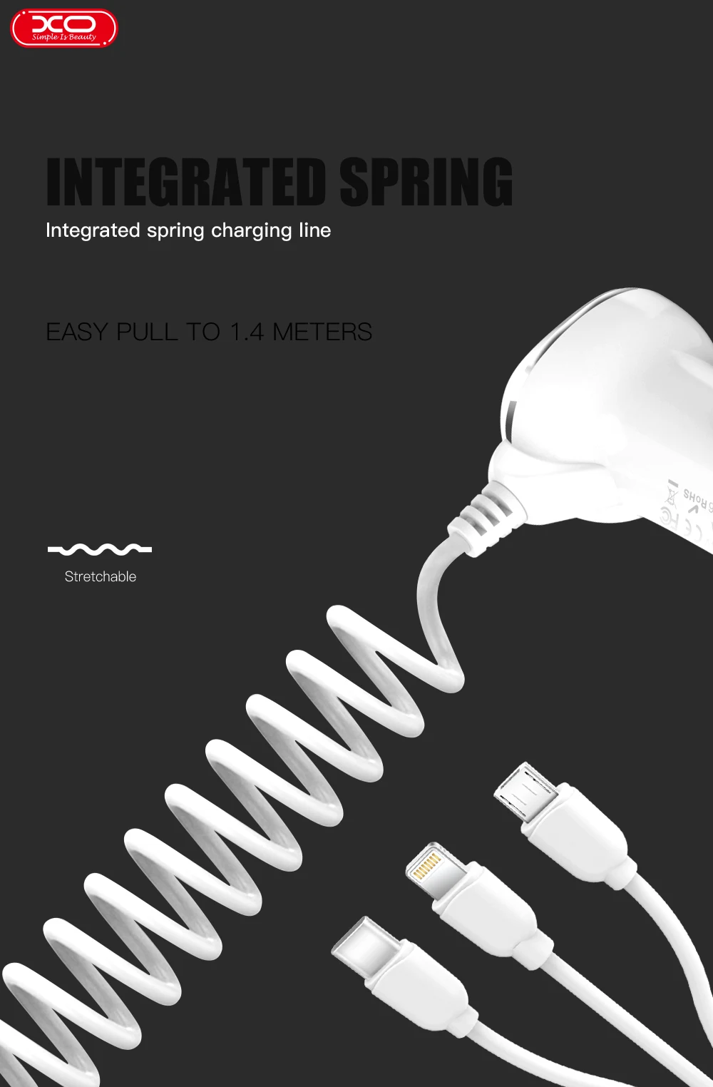 XO USB Автомобильное зарядное устройство для iPhone 11 Pro Max samsung зарядное устройство для мобильного телефона для samsung Note 10 USB быстрое автомобильное зарядное устройство 3 в 1 USB кабель