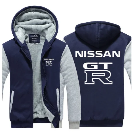 Новые модные повседневные толстовки с капюшоном для Nissan GTR, пальто на молнии, Мужская Осенняя Толстая свободная толстовка, мужское утепленное пальто-01 f - Цвет: 2