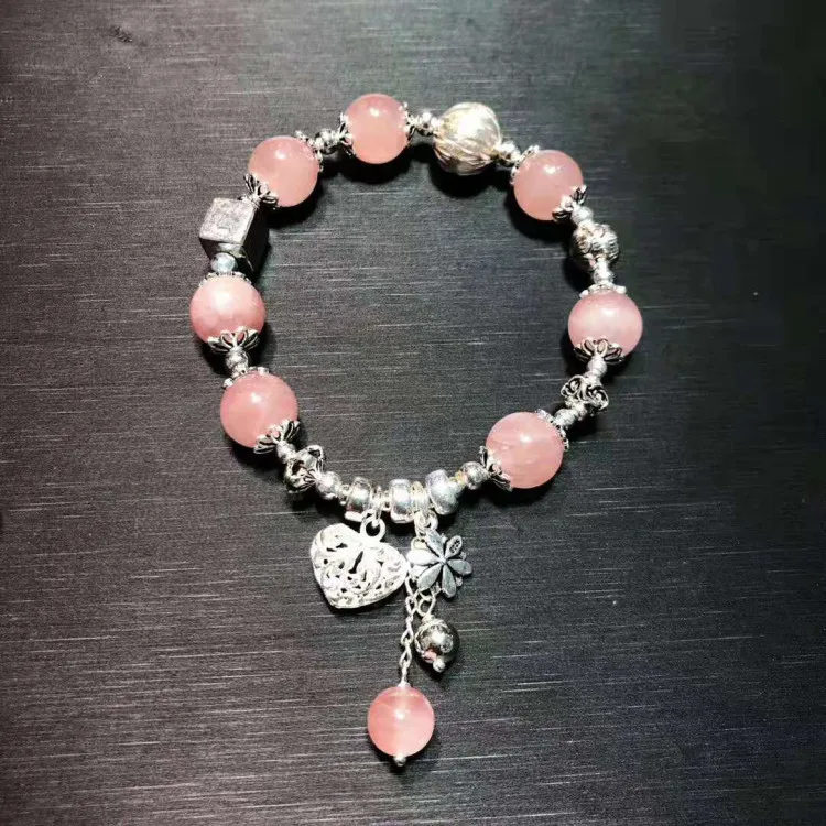

Ethnic-Style Origional Design Jewelry 925 Sterling Natural Madagascar Pink Crystal Bracelets