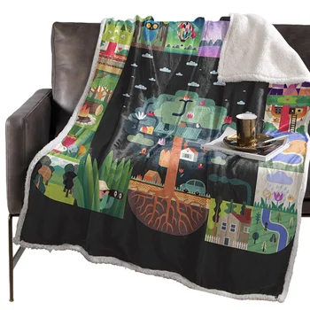

Grid Scene Around Tree Blanket Floral Fleece Blanket for Kids Girl Couch Soft Plush Bedspreads Quilt Drop Ship Blankets for Beds