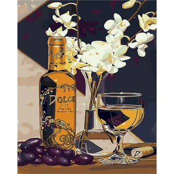 

YANXIN DIY Frame DIY Painting By Numbers Wine And Flower Acrylic Paint On Canvas Modern Wall Art Picture For Living Room 3468