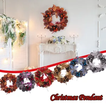 

Christmas Wreath Handmade Pendant Garland Shopping Mall Home Decoration Christmas Tree Door Decoration Wreath Santa Decor#YL10