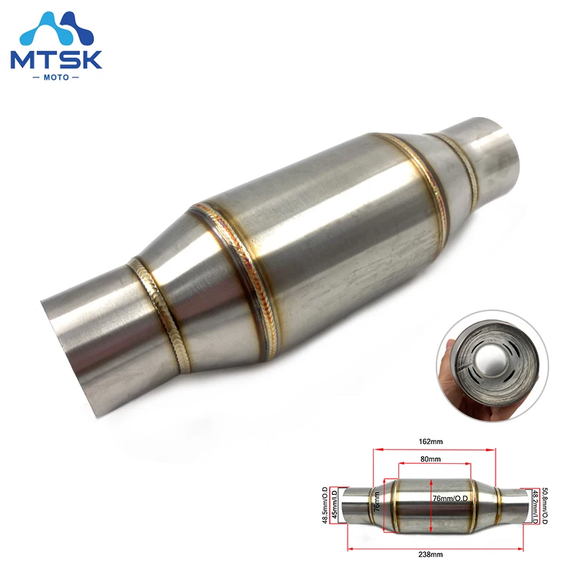 

51MM Motorcycle Exhaust Pipe Muffler Expansion Chamber Refit Back Pressure Core Silent Catalyst Silencer DB Killer Universal