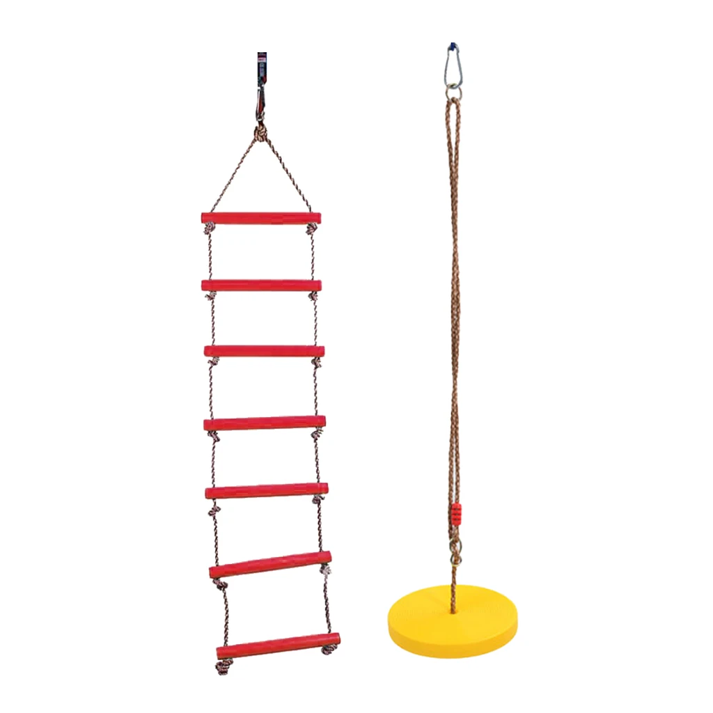Pack Of 2 Outdoor Tree Hanging Seat Swing Climbing Ladder Playground Toy Set