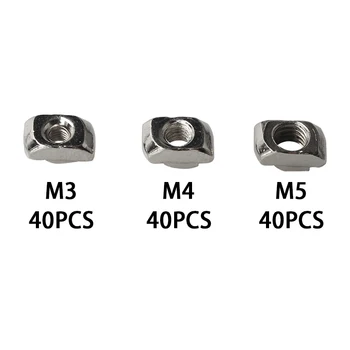 

120Pcs 40pcs*M3/M4/M5 For 20 Series Slot T-nut Sliding T Nut Hammer Drop In Nut Fasten Connector 2020 Aluminum Extrusions