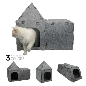 

Cat Yurt And Tunnel, Multifunctional Cat Tunnel, Boring Cat Pet Toy, Felt Pet House Cave Cube Suitable For Cats And Small Dogs