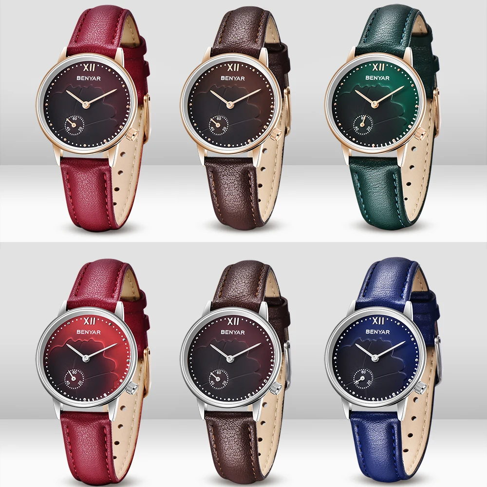 Montre Femme Benyar роскошные женские часы Кварцевые водонепроницаемые кожаные женские часы relog mujer женские часы horloge vrouw