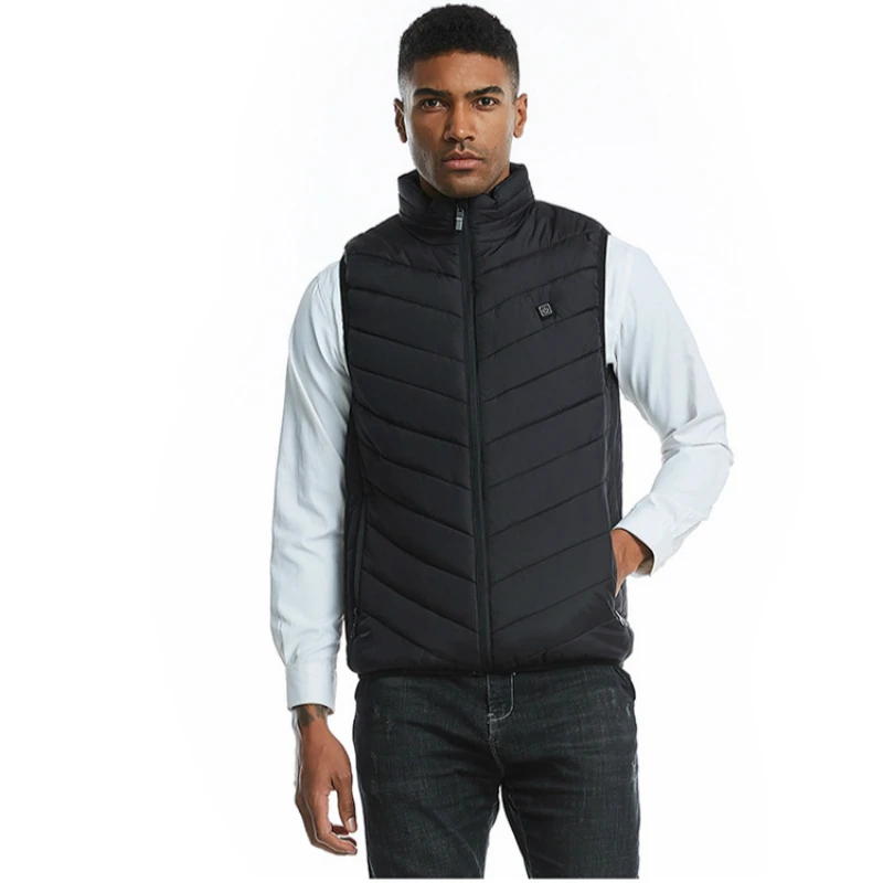 Зимняя куртка с USB подогревом для мужчин и женщин, плюс размер, хлопковая походная куртка, сохраняющая тепло, водонепроницаемая мужская куртка Regenjacke Herren - Цвет: Black Vest