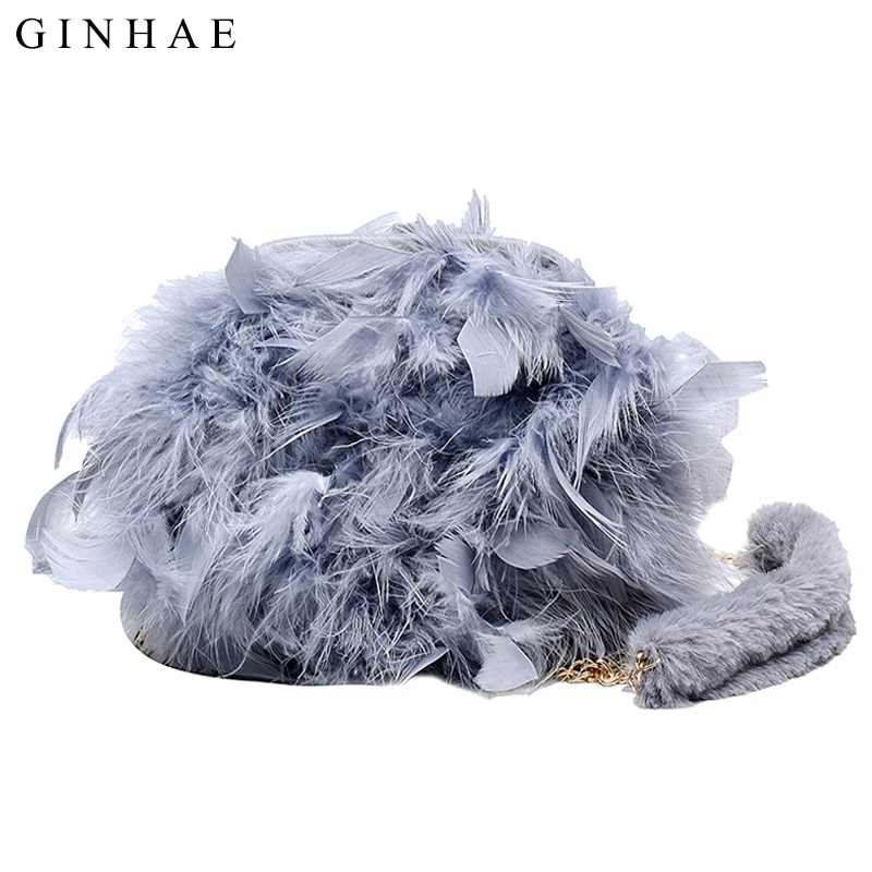 Роскошная женская сумка-мессенджер из натурального пера, вечерние клатчи, вечерняя сумка высокого качества из искусственной кожи, женская сумка на плечо с цепочкой