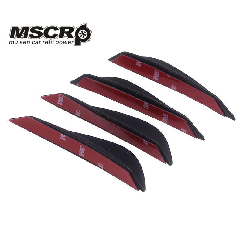 Universal Fit Front Bumper Lip Splitter Fins Body Spoiler Canard Valence Chin Carbon fiber look 4pcs/set
