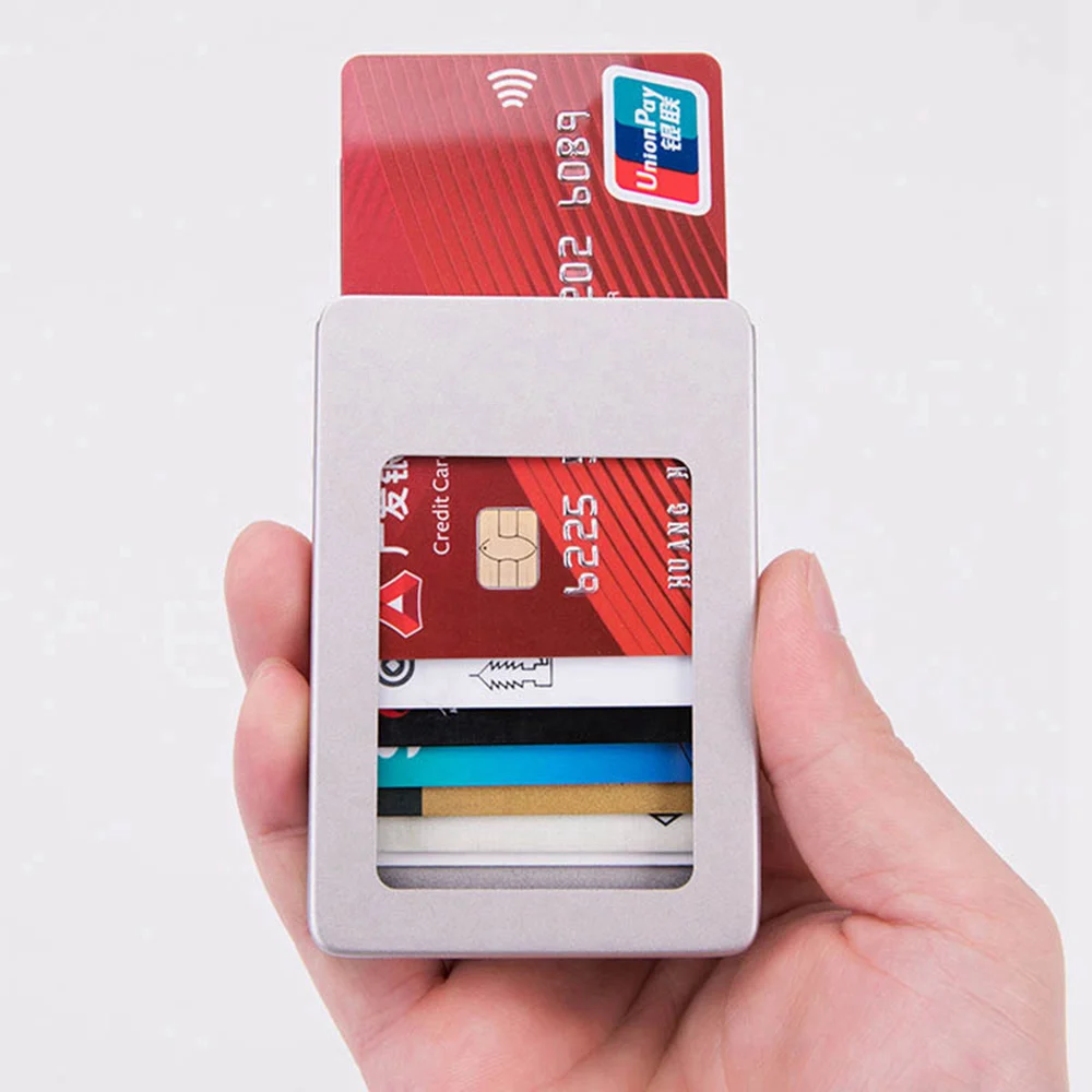 1 шт. Алюминиевый Rfid держатель для карт, кошелек из антимагнитного сплава, мужской кредитный держатель для карт, женский тонкий кошелек с зажимом для доллара, мини кошелек