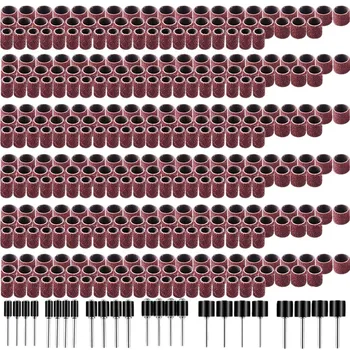 

384 Pieces Drum Sander Set Including 360 Pieces Nail Sanding Band Sleeves and 24 Pieces Drum Mandrels for Rotary Tool