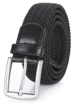 

Mens Belt Braided Elastic Stretch Prong Buckle Casual Golf Belt Waistband Elastic Mixed Braided
