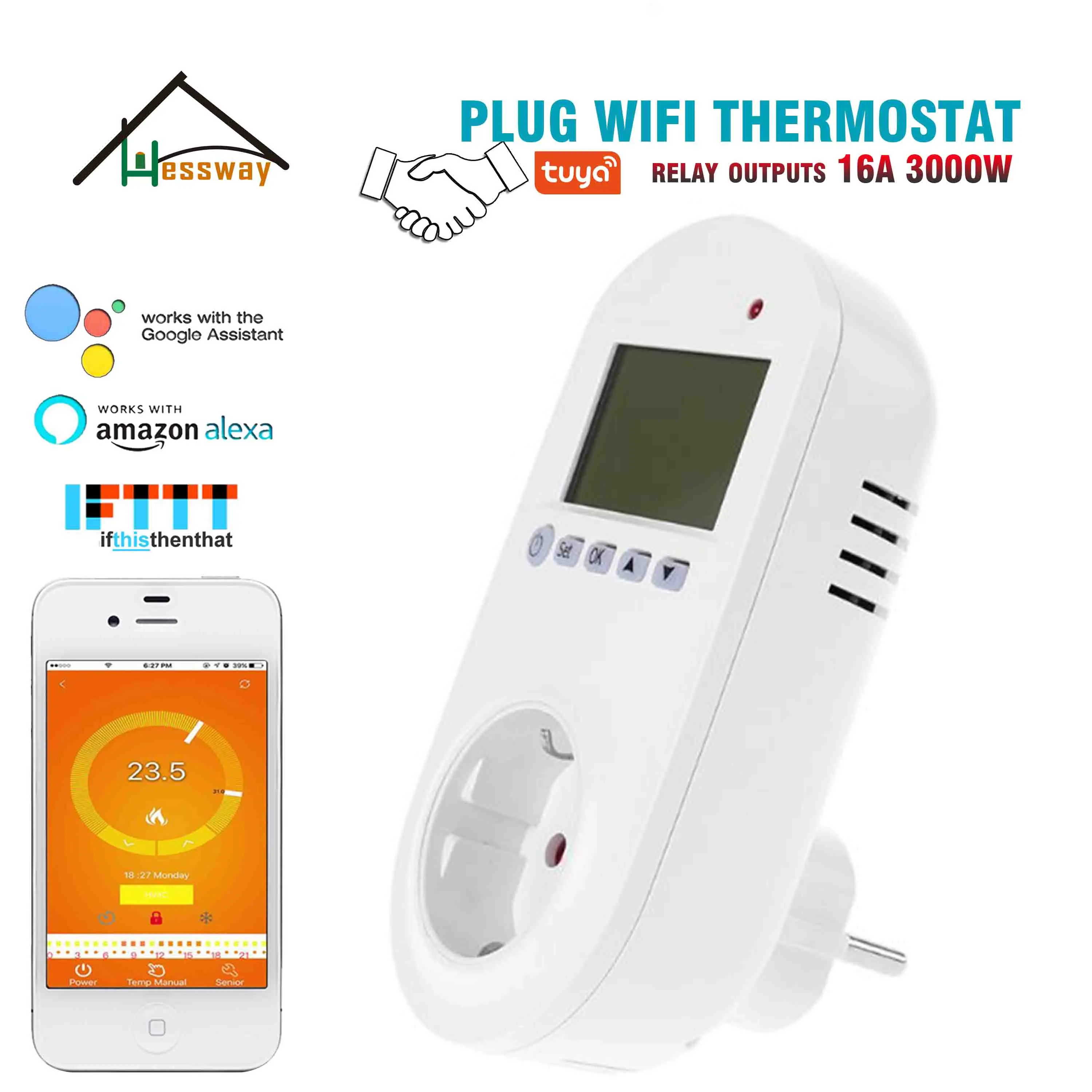 Розетка HESSWAY TUYA с Wi Fi 16 А для электрического нагрева|Запчасти