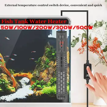 

Aquarium Submersible Heater 50/100/200/300/500W LED Automatic Adjustable Fish Tank Water Heater Heat Rod Safe Efficient