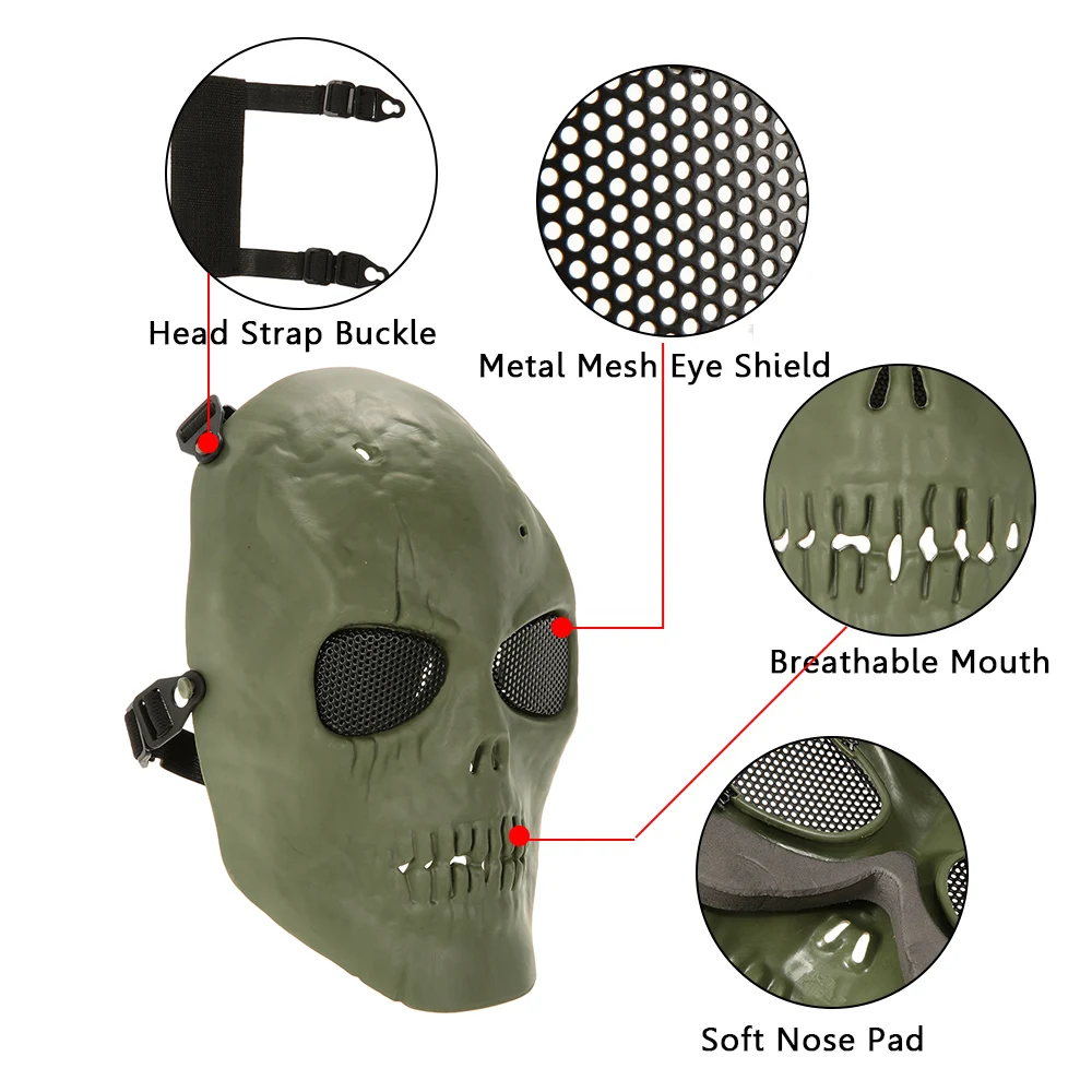 Tactical Costume Mask Airsoft Mask Full Face Mask Outdoor Protective Face Mask for Wargame Airsoft Halloween Party Cosplay
