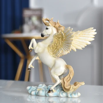 

EUROPEAN RESIN FLY HORSE FIGURINES STATUE DECORATION CRAFTS HOME FURNISHING LIVINGROOM ACCESSORIES DECOR OFFICE DESKTOP ORNAMENT