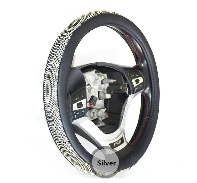 Алмазный автомобильный чехол, Прямая поставка с фабрики, четыре сезона, Универсальный Высококачественный Противоскользящий диаметр 38 см для диска Ford Mondeo mk4 - Название цвета: Серебристый
