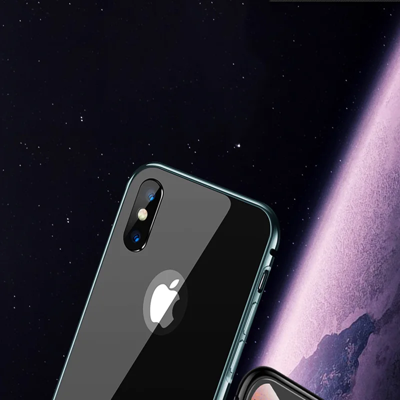 Ультратонкий чехол из закаленного стекла 9H для iPhone 7 8 Plus XS, металлический каркас, антидетонационный чехол для iPhone X XR XS Max 7 8 Plus Coque